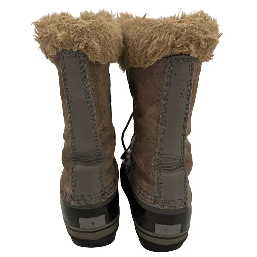Sorel Youth Grey Joan of Arctic Fur Lined Snow Boots Size 4